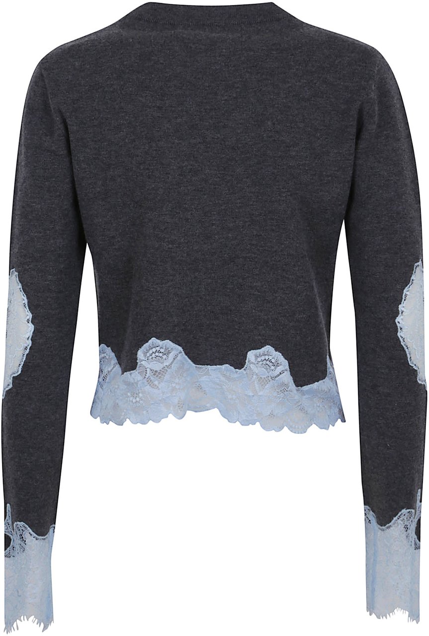 Self-Portrait grey contrast lace jumper Grijs