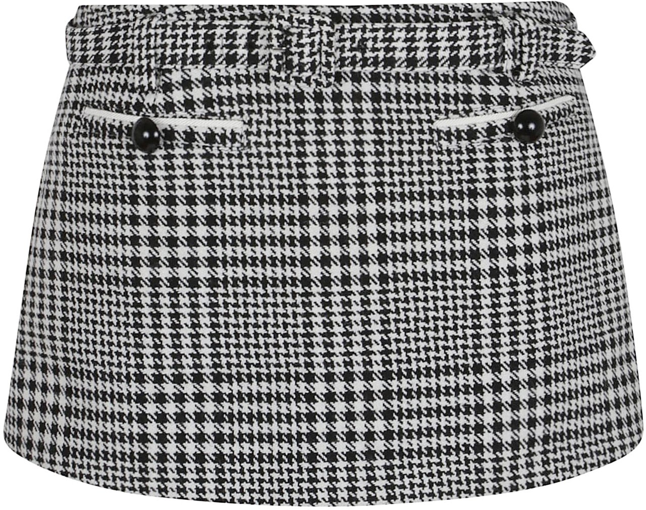 Self-Portrait houndstooth mini skirt Zwart