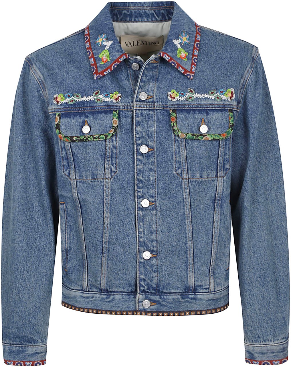 Valentino denim jackets embroideries Blauw