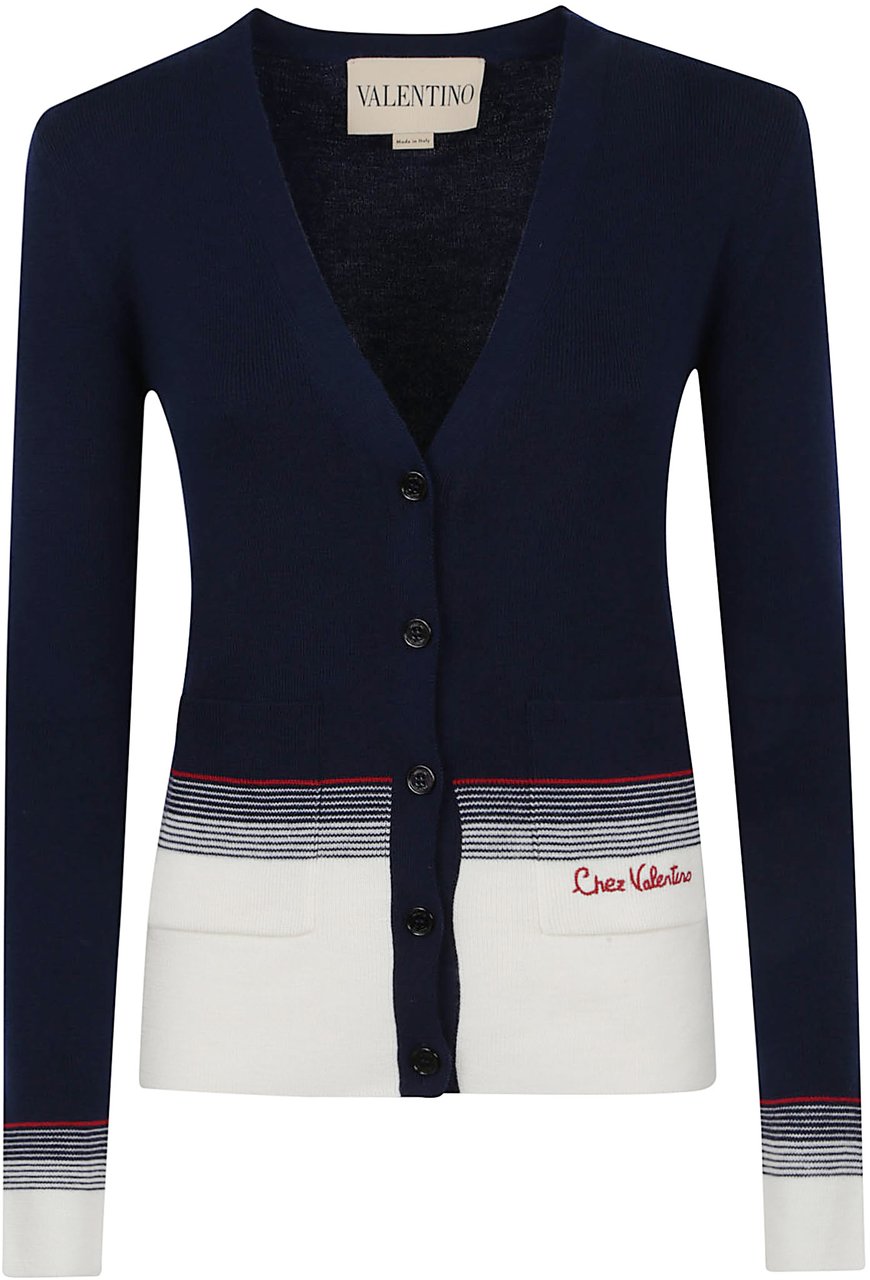 Valentino cardigan solid wool Blauw