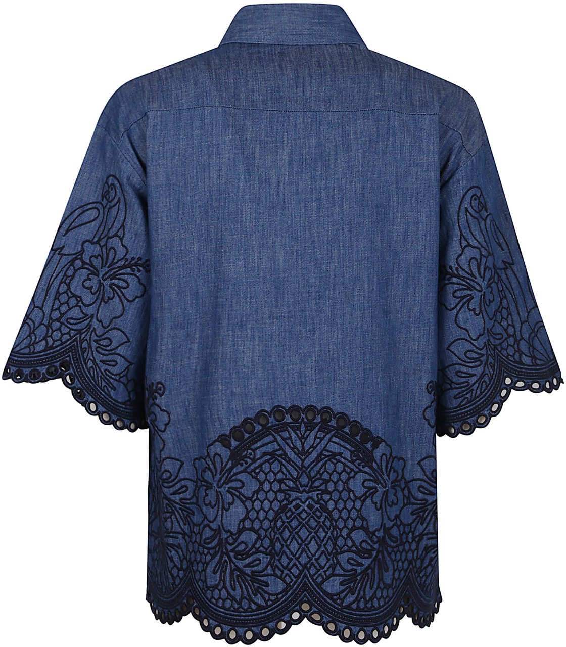 Zimmermann coco embroidered denim shirt Blauw