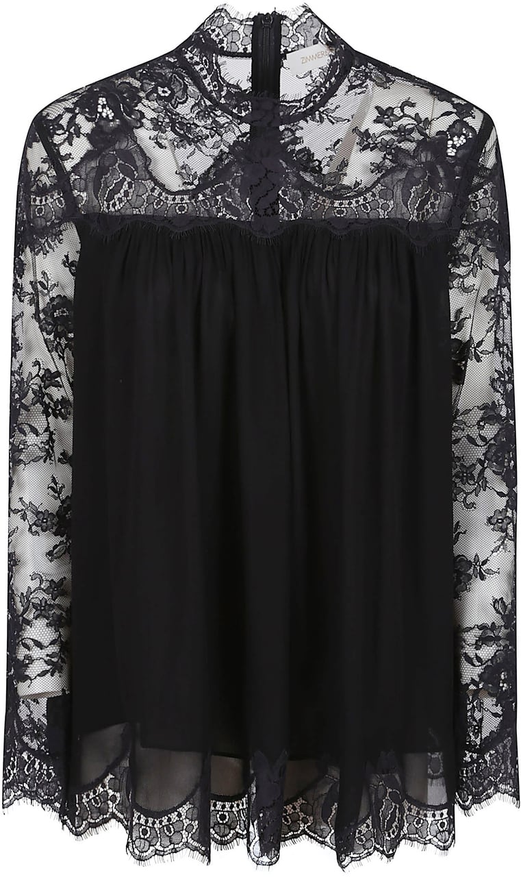 Zimmermann hypnotic lace yoke top Zwart