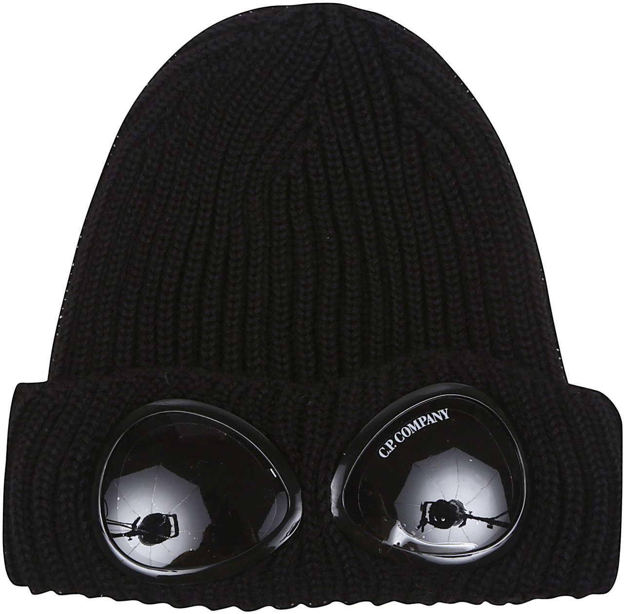 CP Company knit cap in extrafine merino wool Zwart