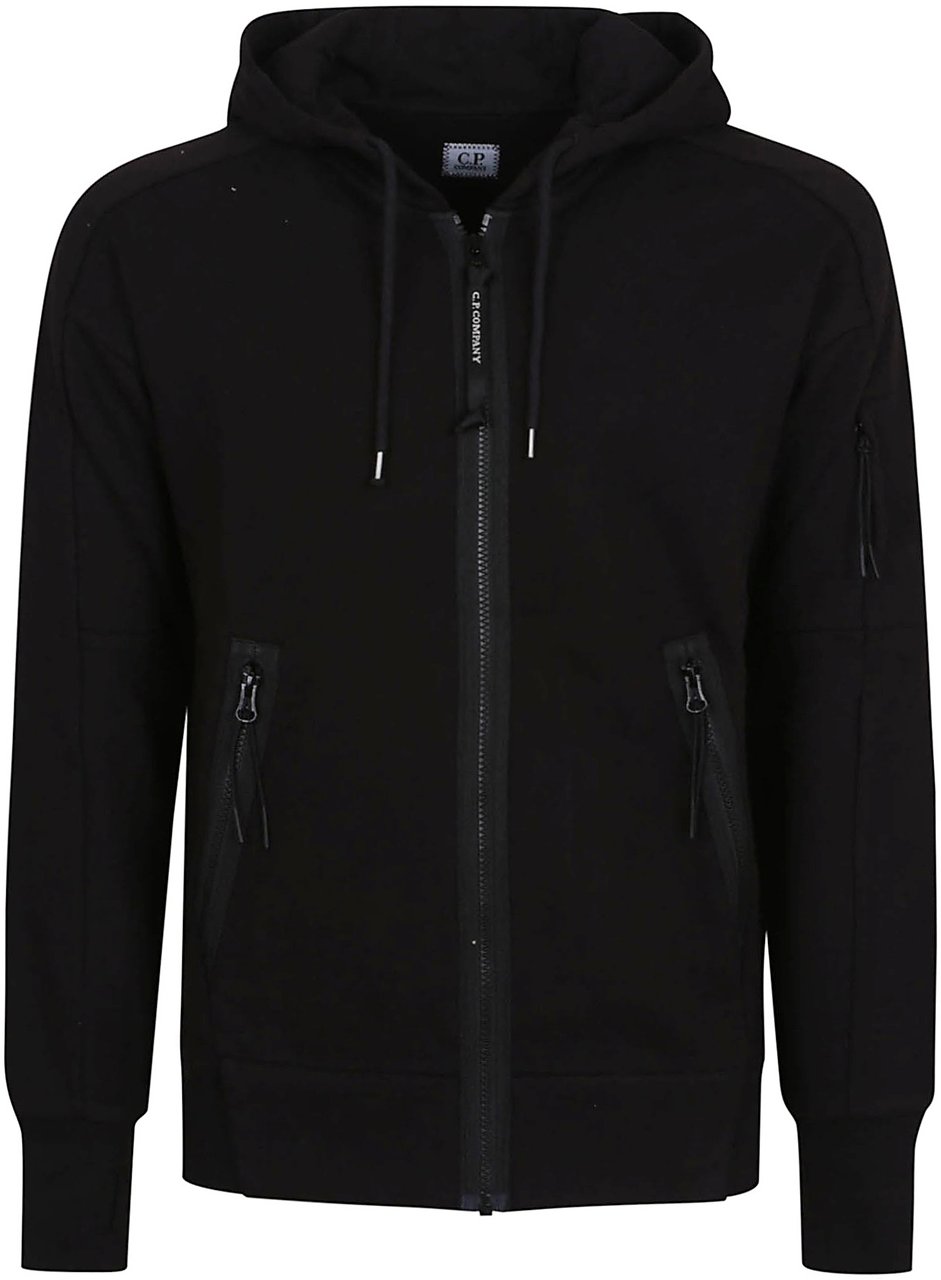 CP Company hooded open in diagonal raised Zwart