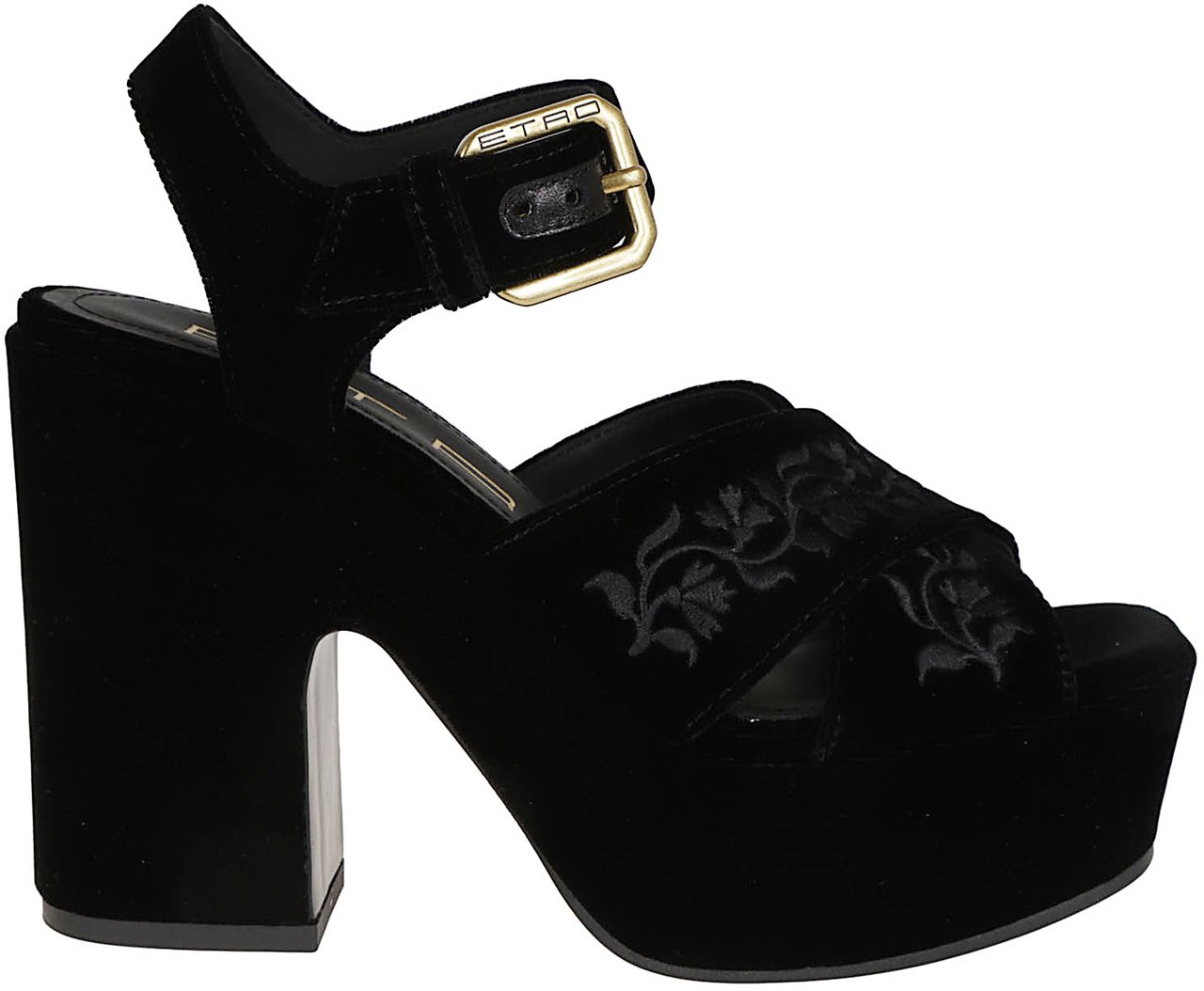 Etro platform sandals velvet Zwart
