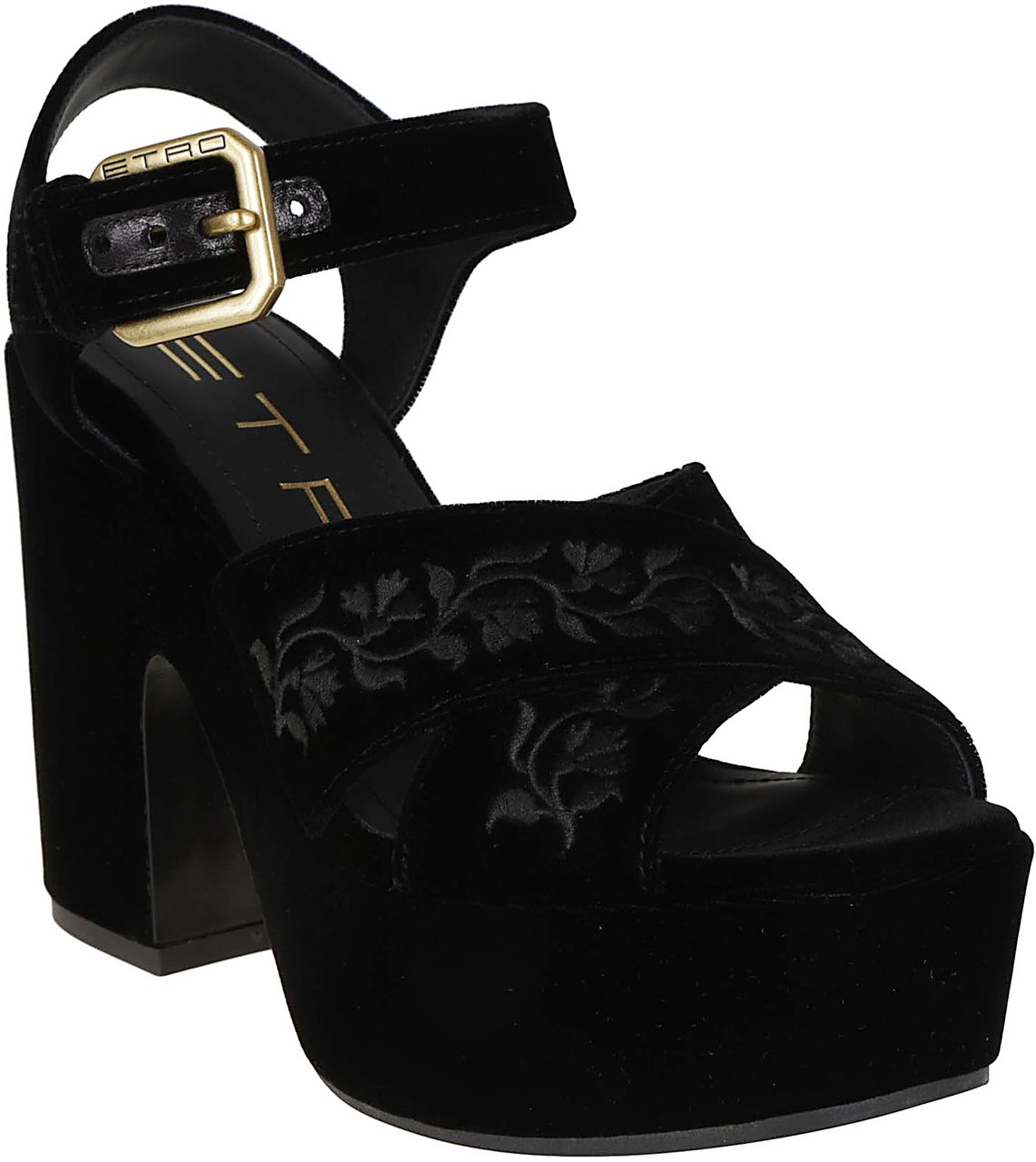 Etro platform sandals velvet Zwart