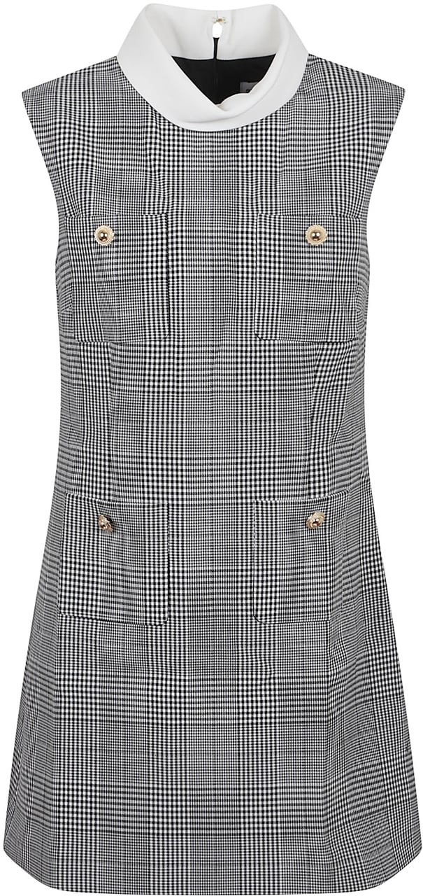 Self-Portrait sleeveless prince of wales check Zwart