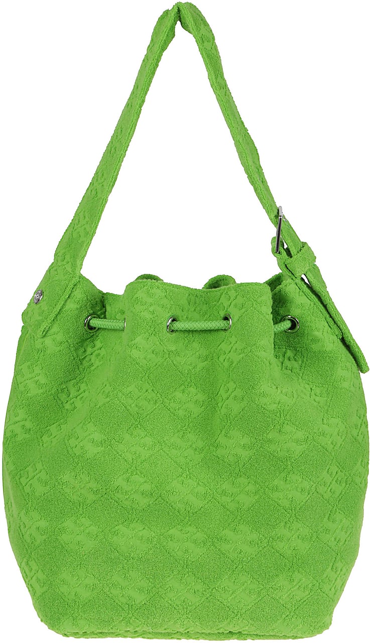 Tory Burch t monogram terry oversized bucket Groen
