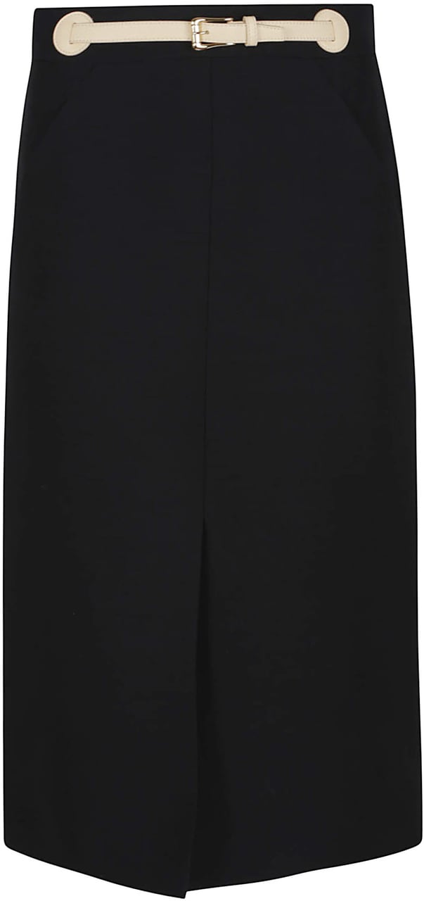 Valentino skirt with leather details solid Zwart