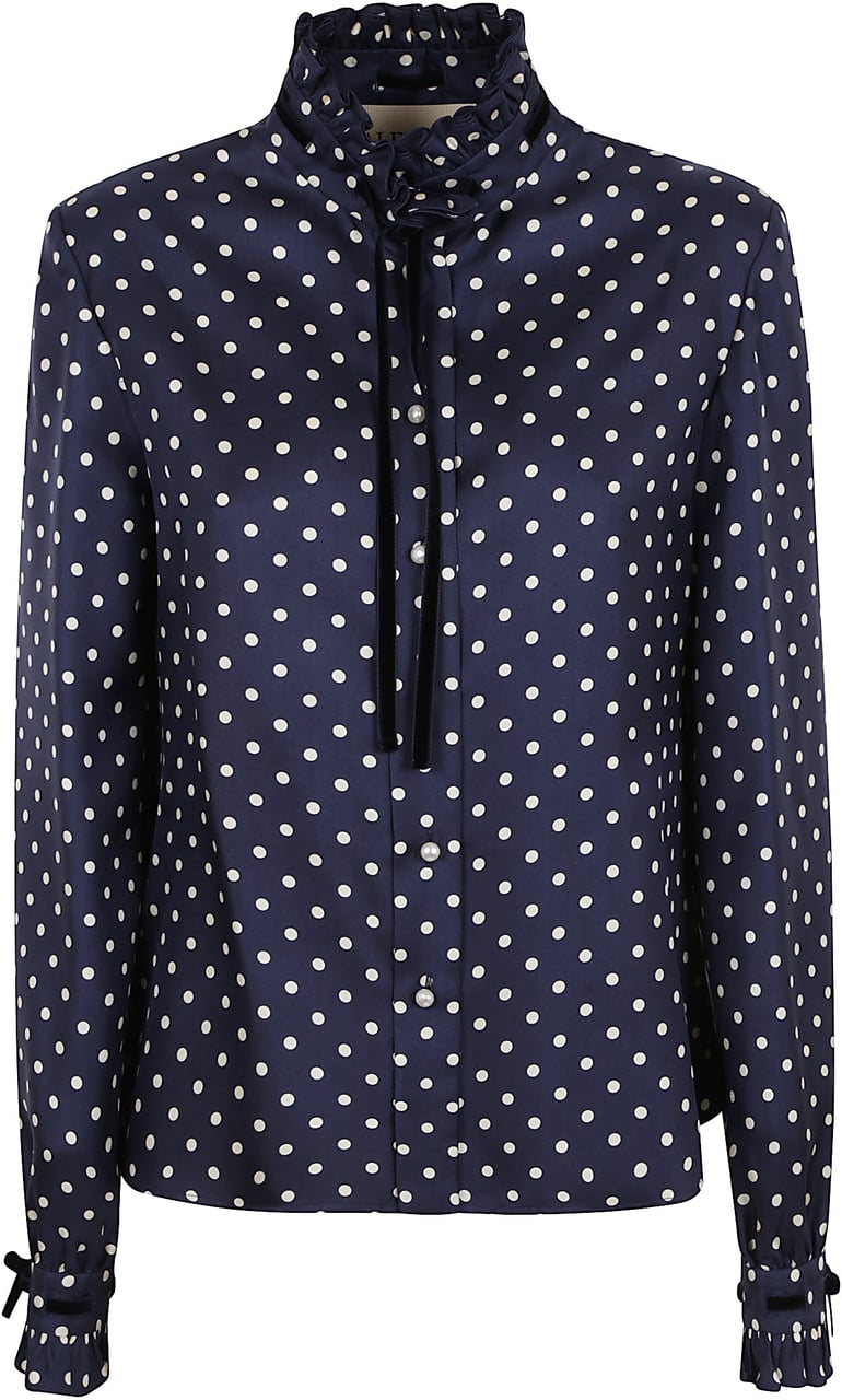 Valentino shirt pattern twill plus de pois Blauw