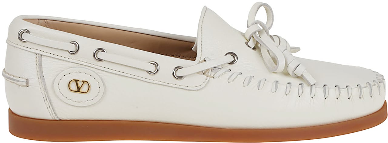 Valentino boat shoe brass logors Wit