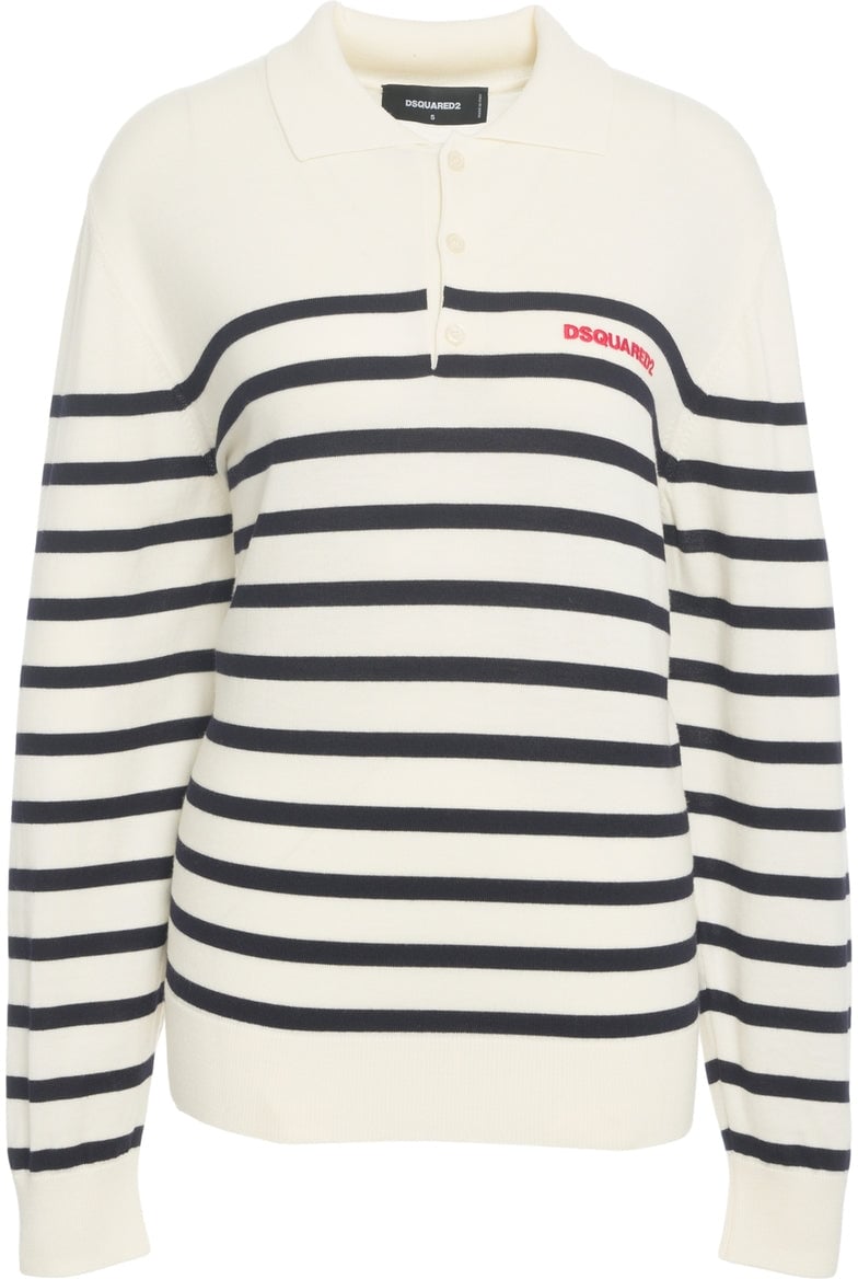 Dsquared2 Pullover with polo collar Wit