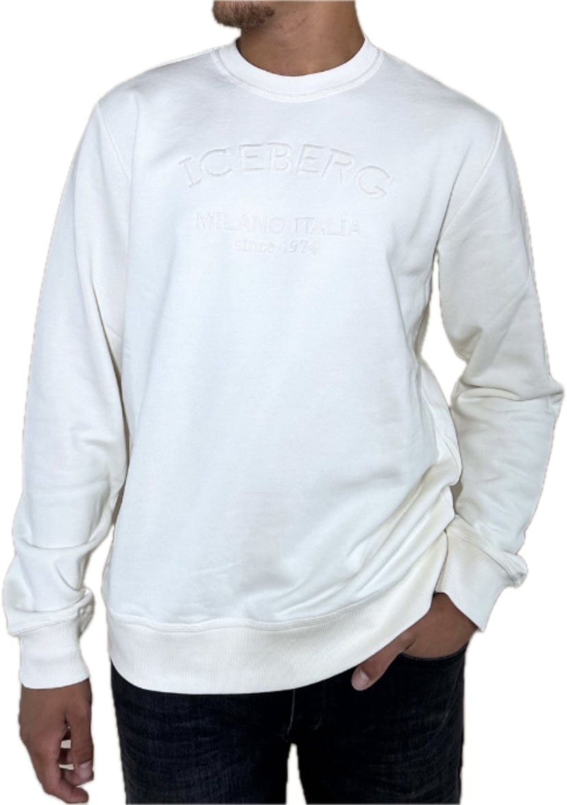 Iceberg Sweater Reg Fit Logo Milano Off Whi Wit