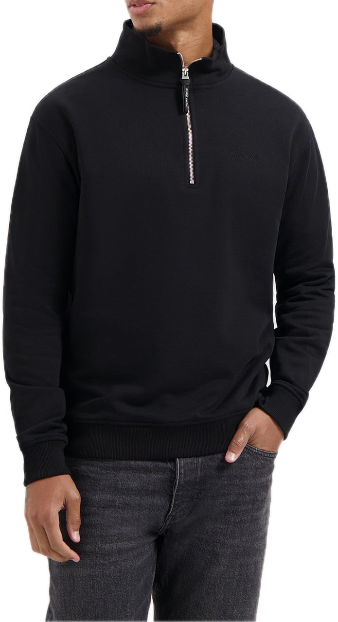 Pure Path Embroidery Half-zip Sweater Black Zwart