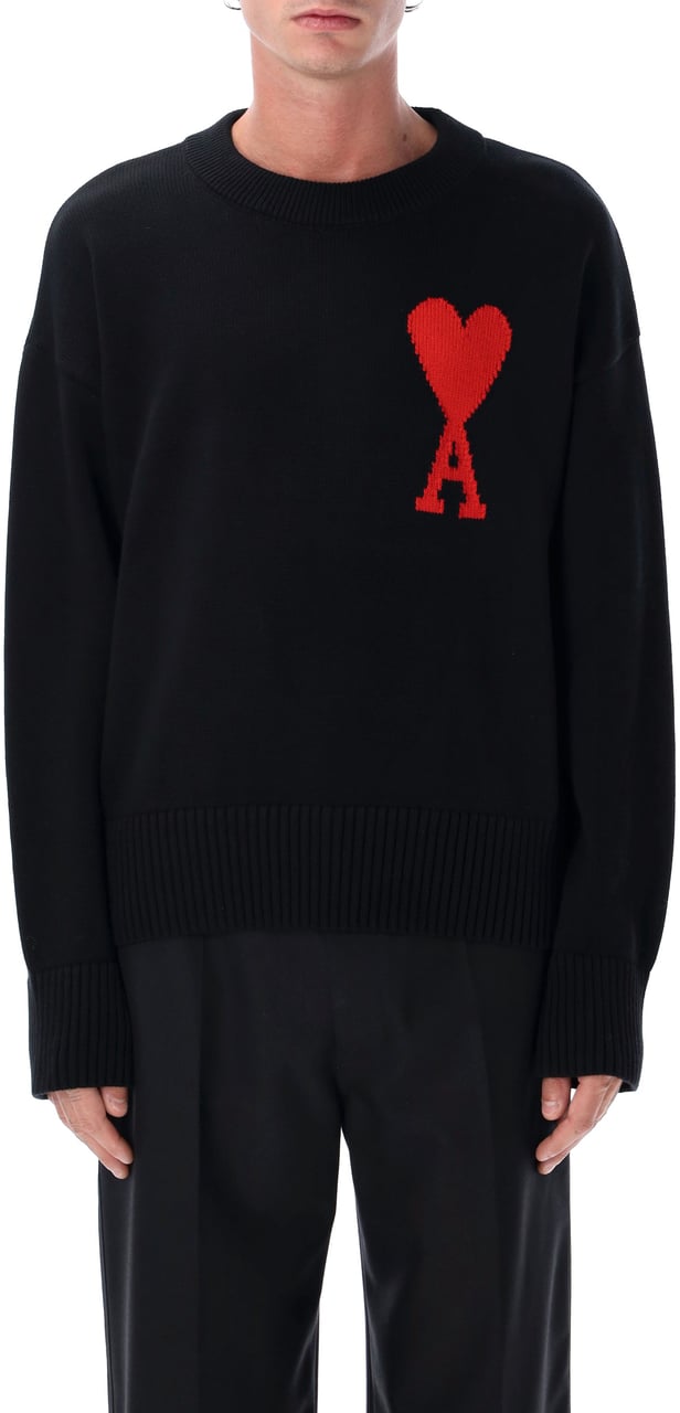 AMI Paris Adc Crewneck Sweater Nero Zwart