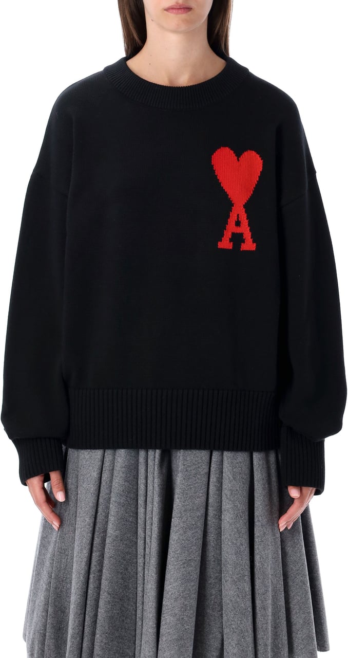 AMI Paris Adc Crewneck Sweater Nero Zwart
