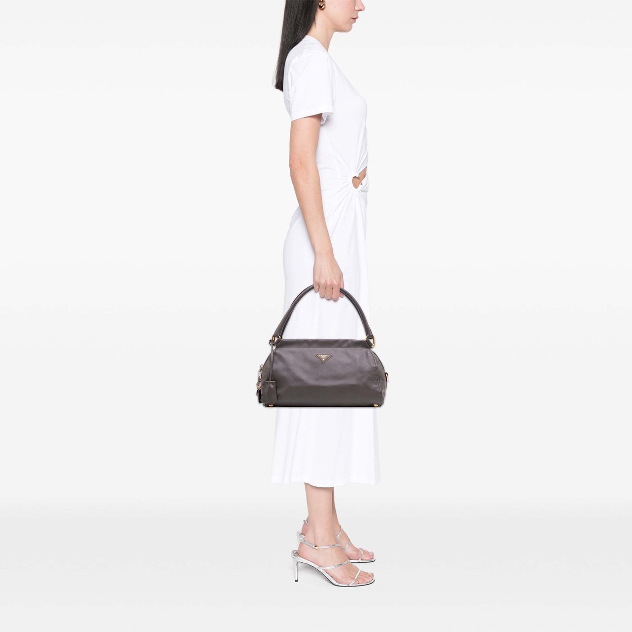 Prada Saffiano Frame Handbag Grijs