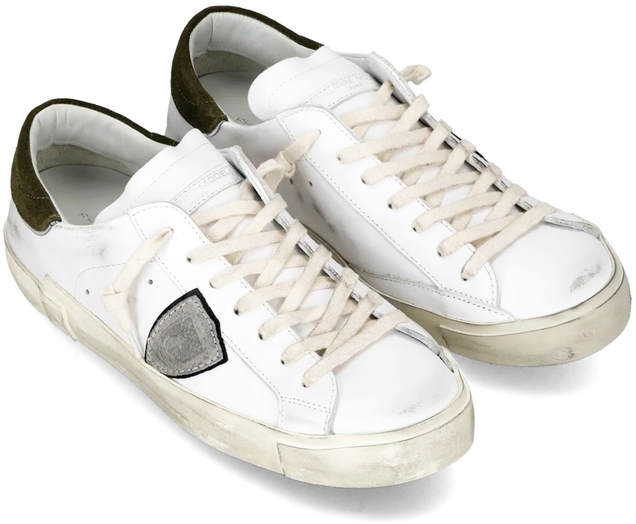 Philippe Model Heren Prsx Low Sneaker Wit/Groen Wit