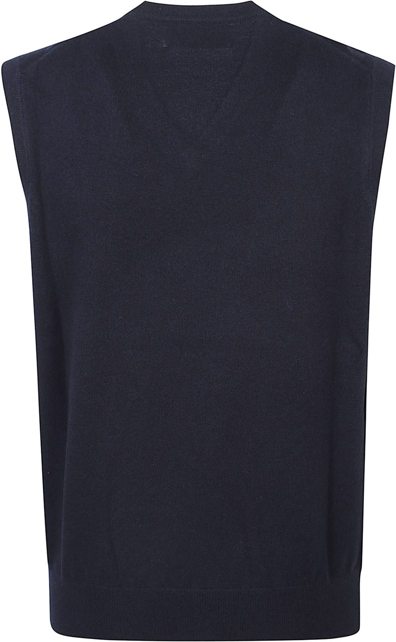 Ballantyne Plain V Neck Vest Blue Blauw