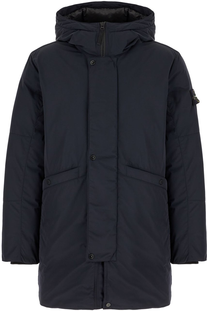 Stone Island Stone Island Midnight blue polyester down jacket Blauw