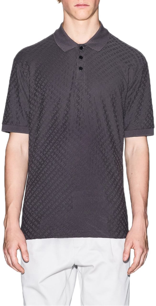Armani Exchange Polo Allover Logo Antra Grijs