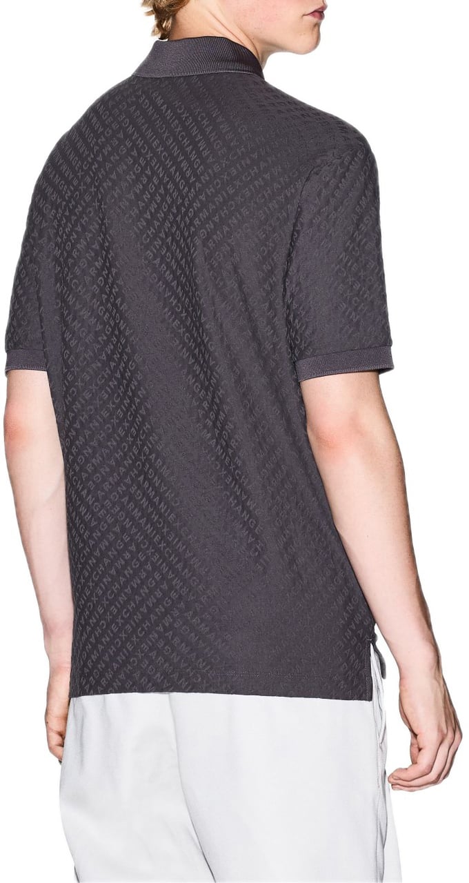 Armani Exchange Polo Allover Logo Antra Grijs