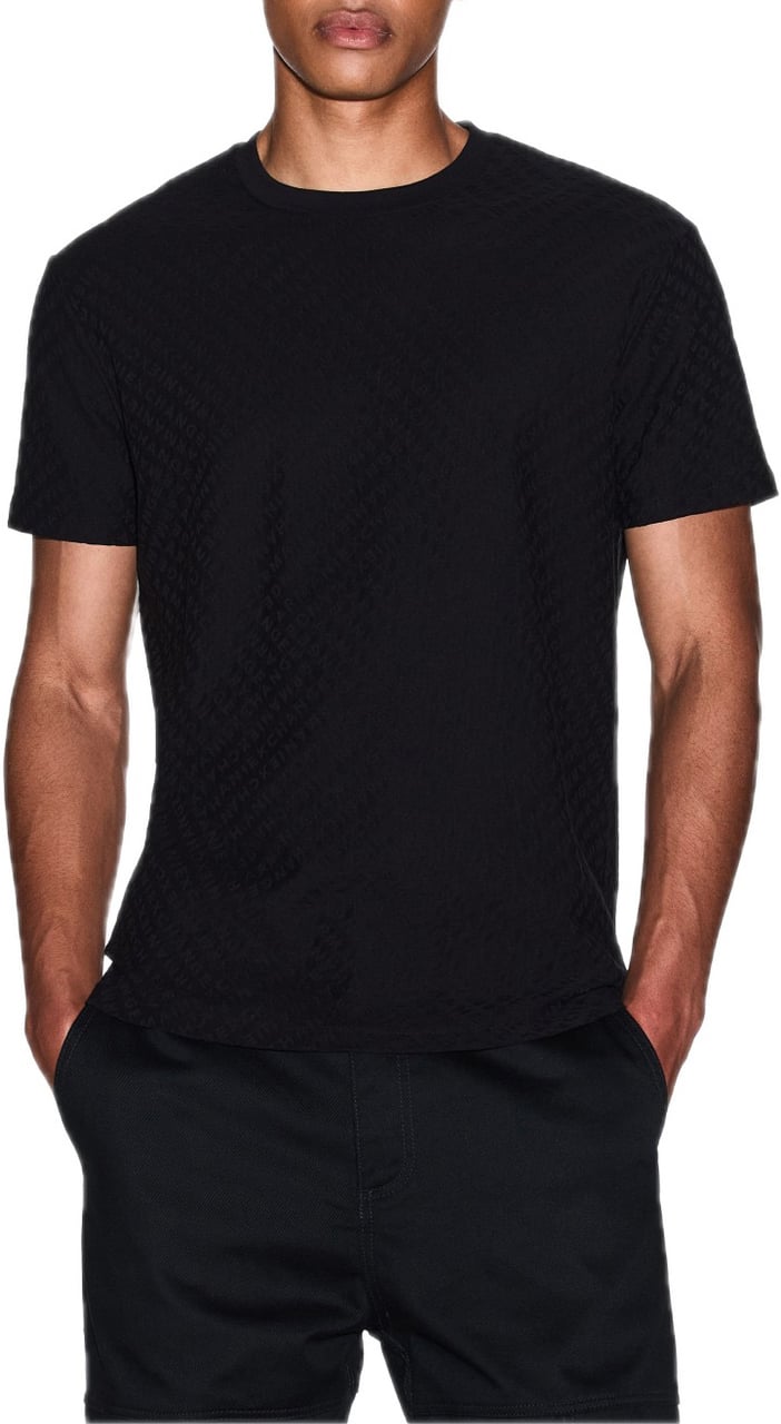 Armani Exchange T-shirt Allover Logo Black Zwart