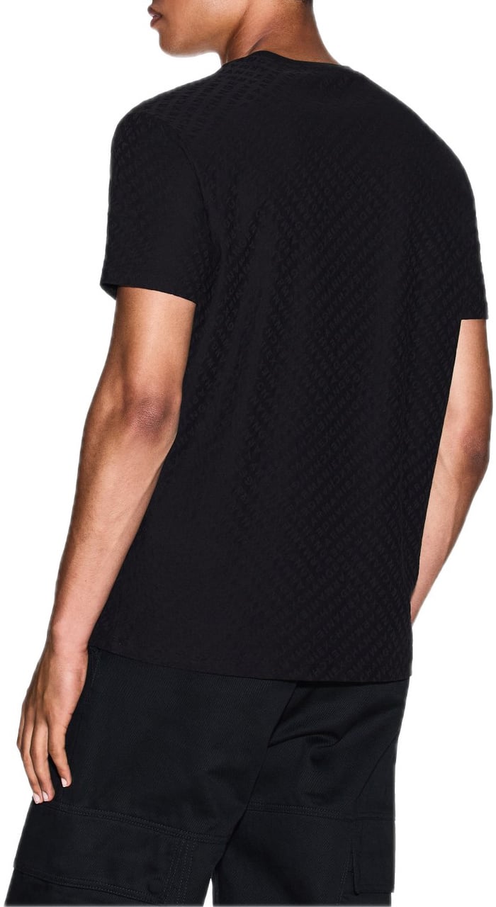 Armani Exchange T-shirt Allover Logo Black Zwart