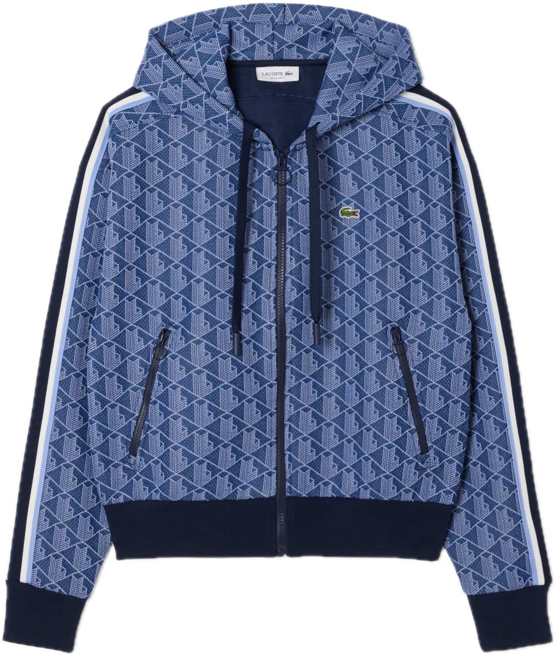 Lacoste Jacquard Monogram Hoodie Blauw