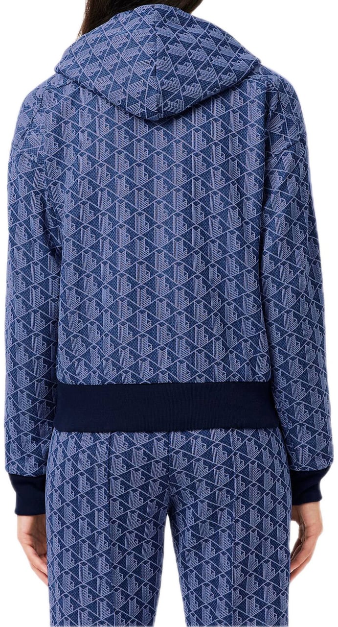 Lacoste Jacquard Monogram Hoodie Blauw