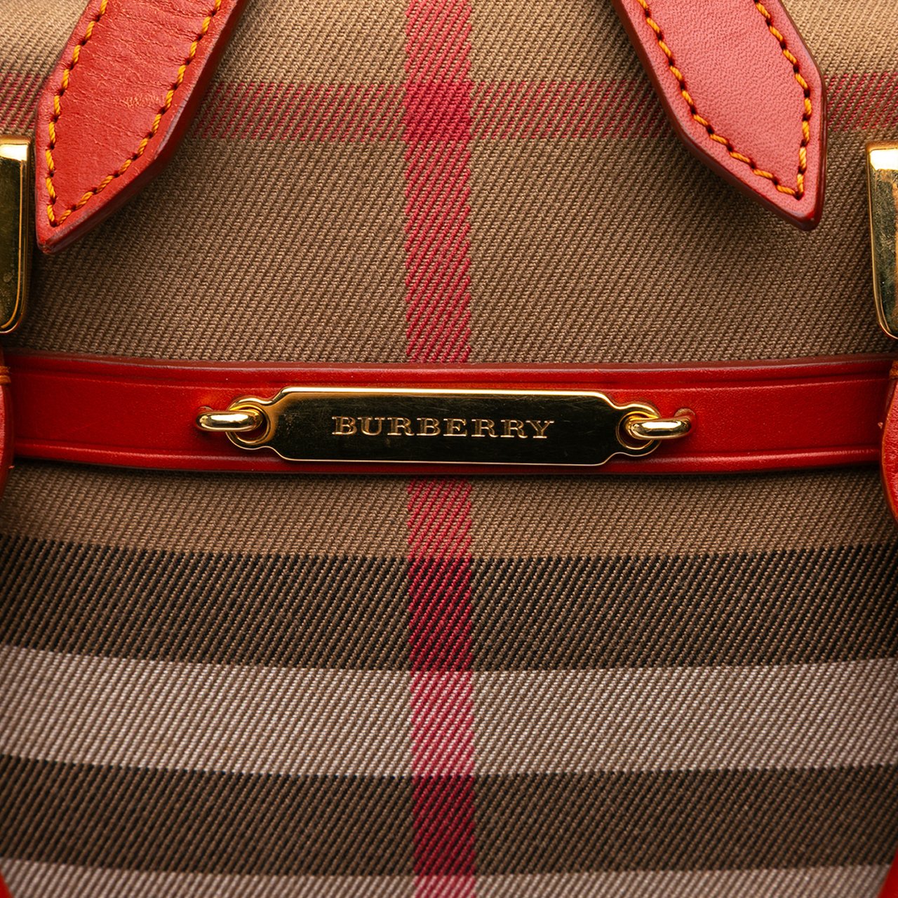 Burberry Small Leather Trimmed House Check Canvas Bridle Orchard Satchel Bruin