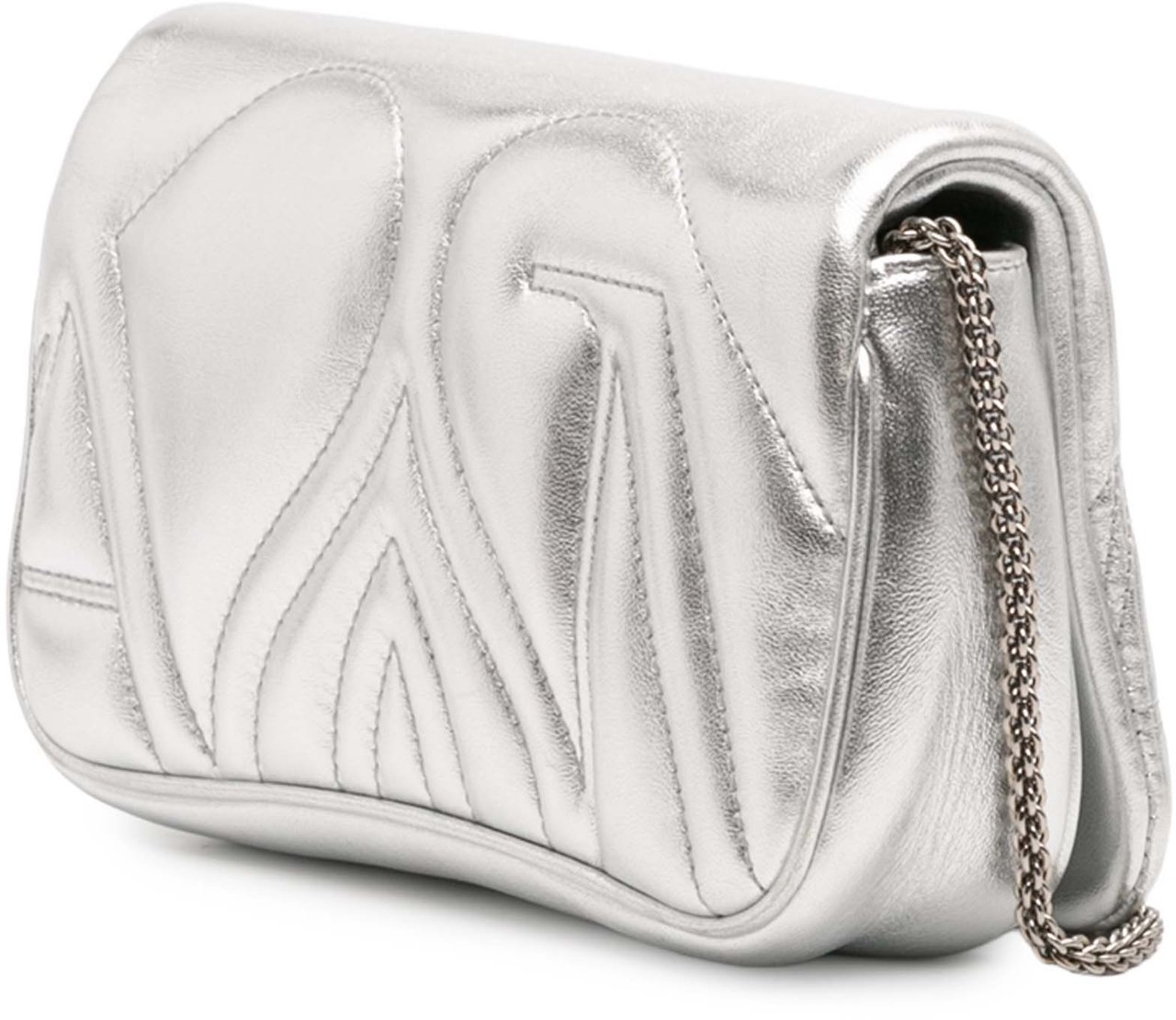 Alexander McQueen Mini Lambskin The Seal Chain Crossbody Zilver