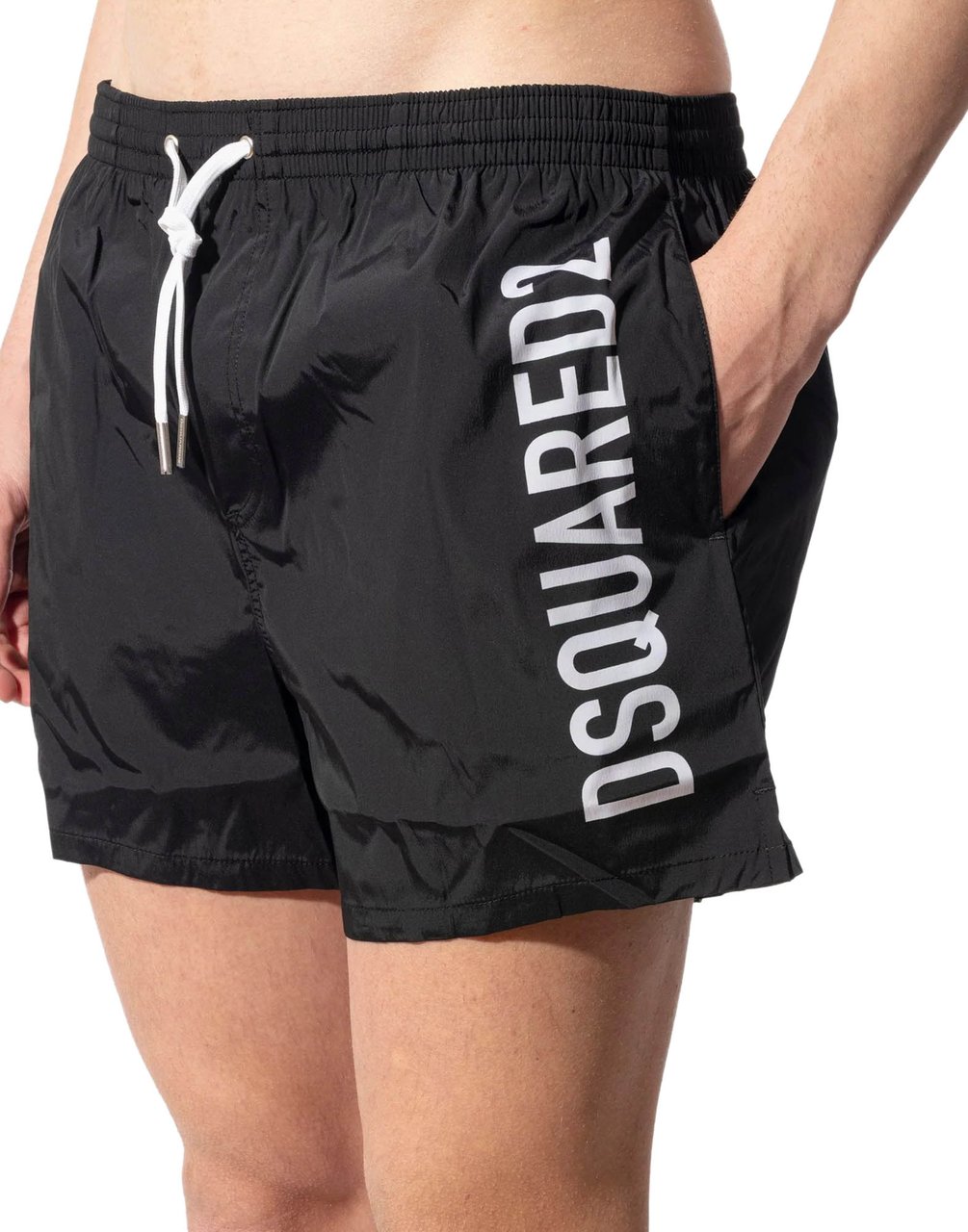 Dsquared2 Logo Midi Swim Shorts Zwart