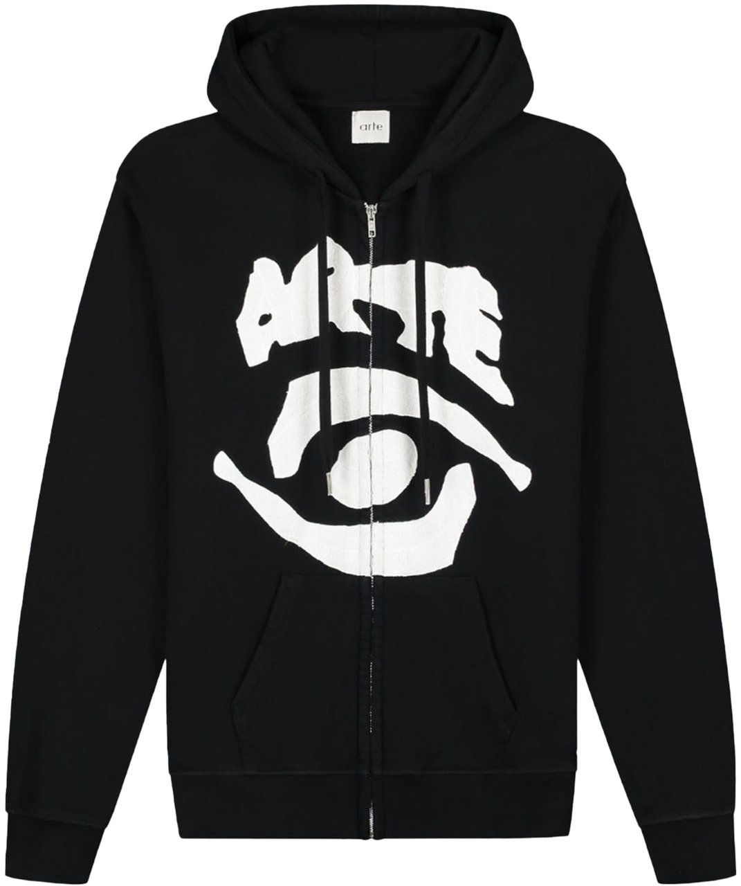 Arte Antwerp ARTE ANTWERP EYE FRONT LOGO ZIP THROUGH HOODIE Black Zwart