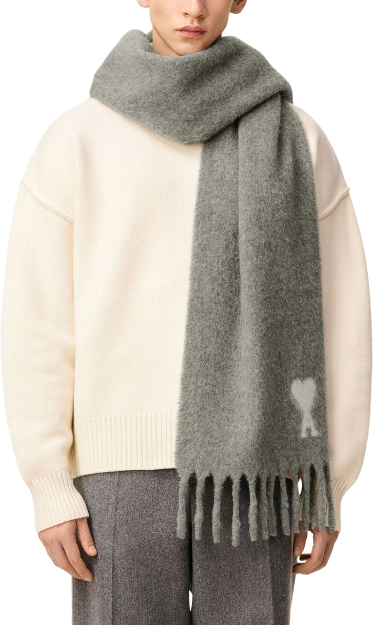 AMI Paris Adc Scarf Alpaca Grigio Grijs