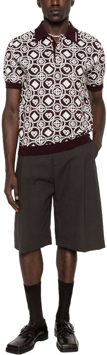 Casablanca Casablanca Polo Bordeaux con Logo All Over Paars