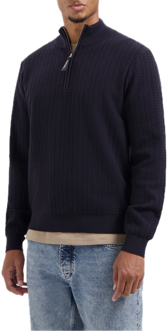 Pure Path Knit Half-zip Sweater Dark navy Blauw