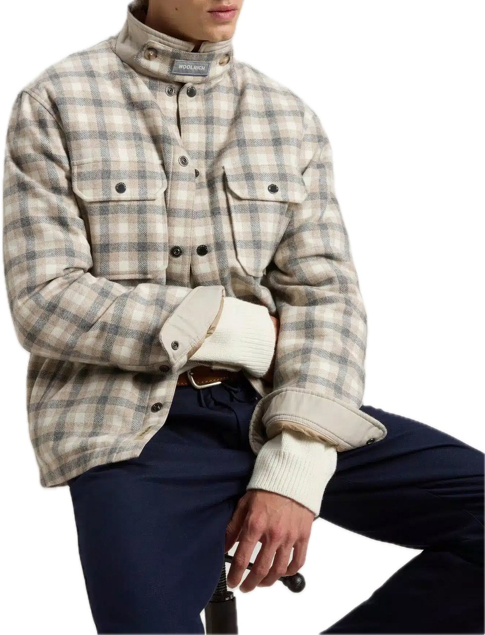 Woolrich Wool Check Alaskan Shirt Jacket Oat Beige