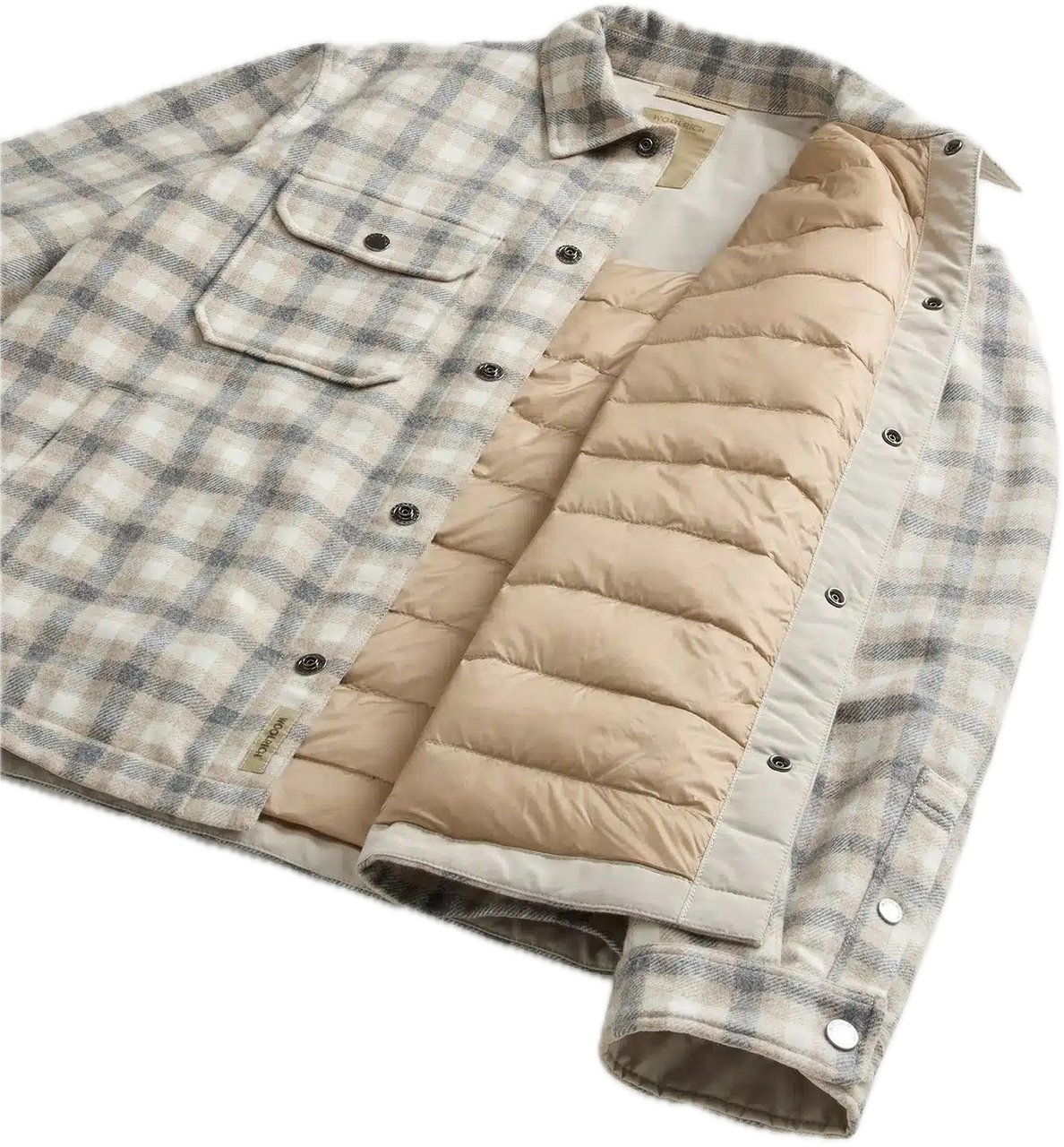 Woolrich Wool Check Alaskan Shirt Jacket Oat Beige
