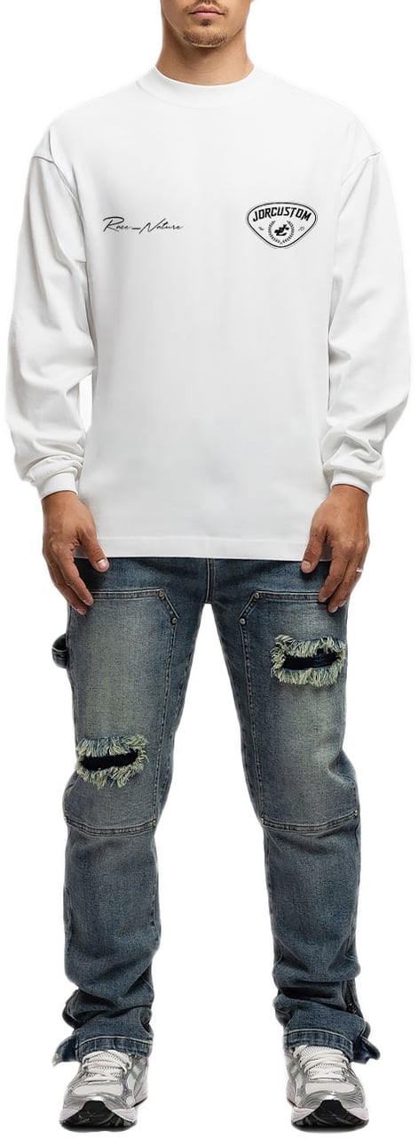 JORCUSTOM RaceAgainstNature Ls T-Shirt White Wit