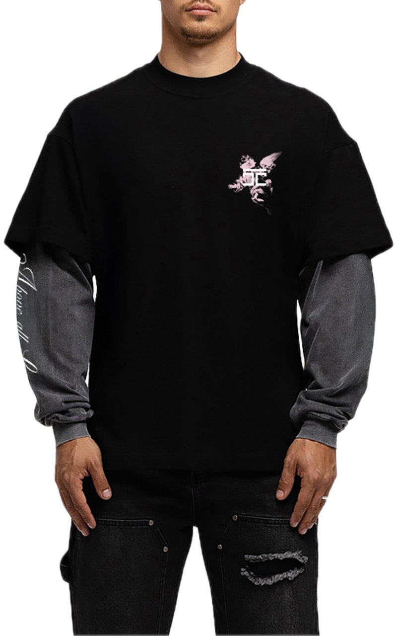 JORCUSTOM Above Double Ls Shirt Black-Acid Zwart