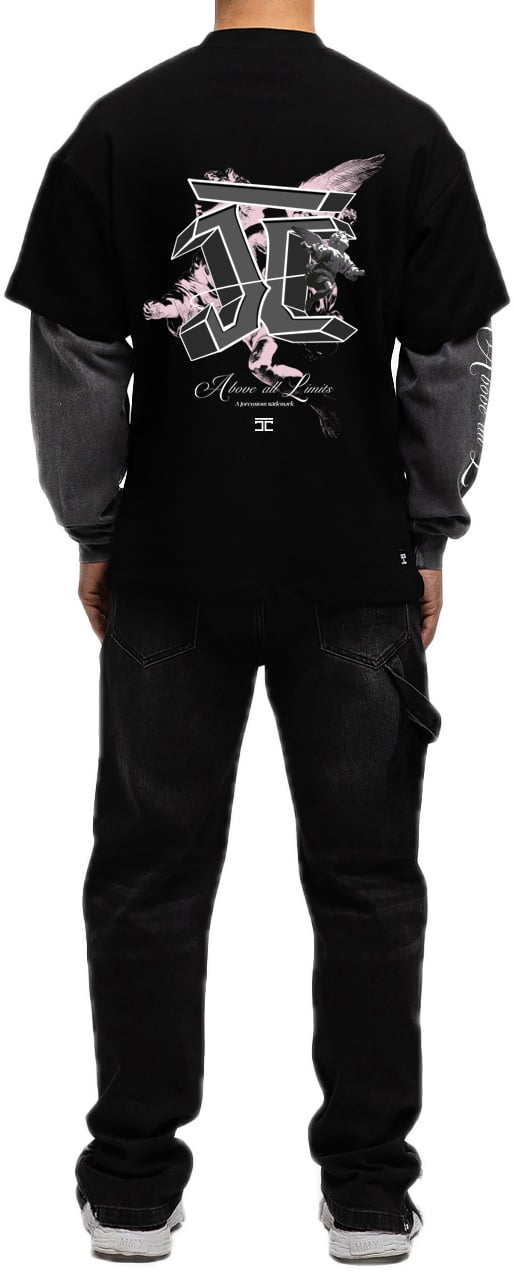 JORCUSTOM Above Double Ls Shirt Black-Acid Zwart