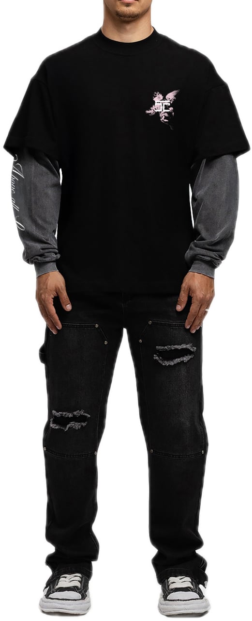 JORCUSTOM Above Double Ls Shirt Black-Acid Zwart
