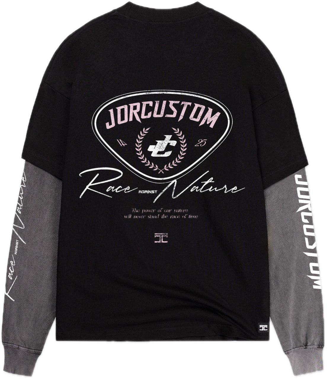 JORCUSTOM Race Double Ls Shirt Black-Acid Zwart