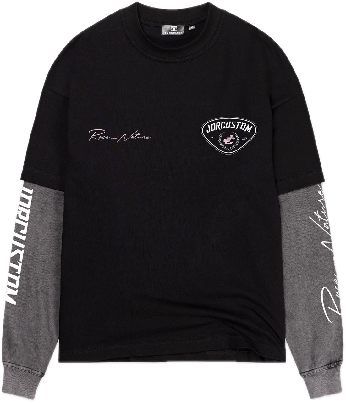 JORCUSTOM Race Double Ls Shirt Black-Acid Zwart