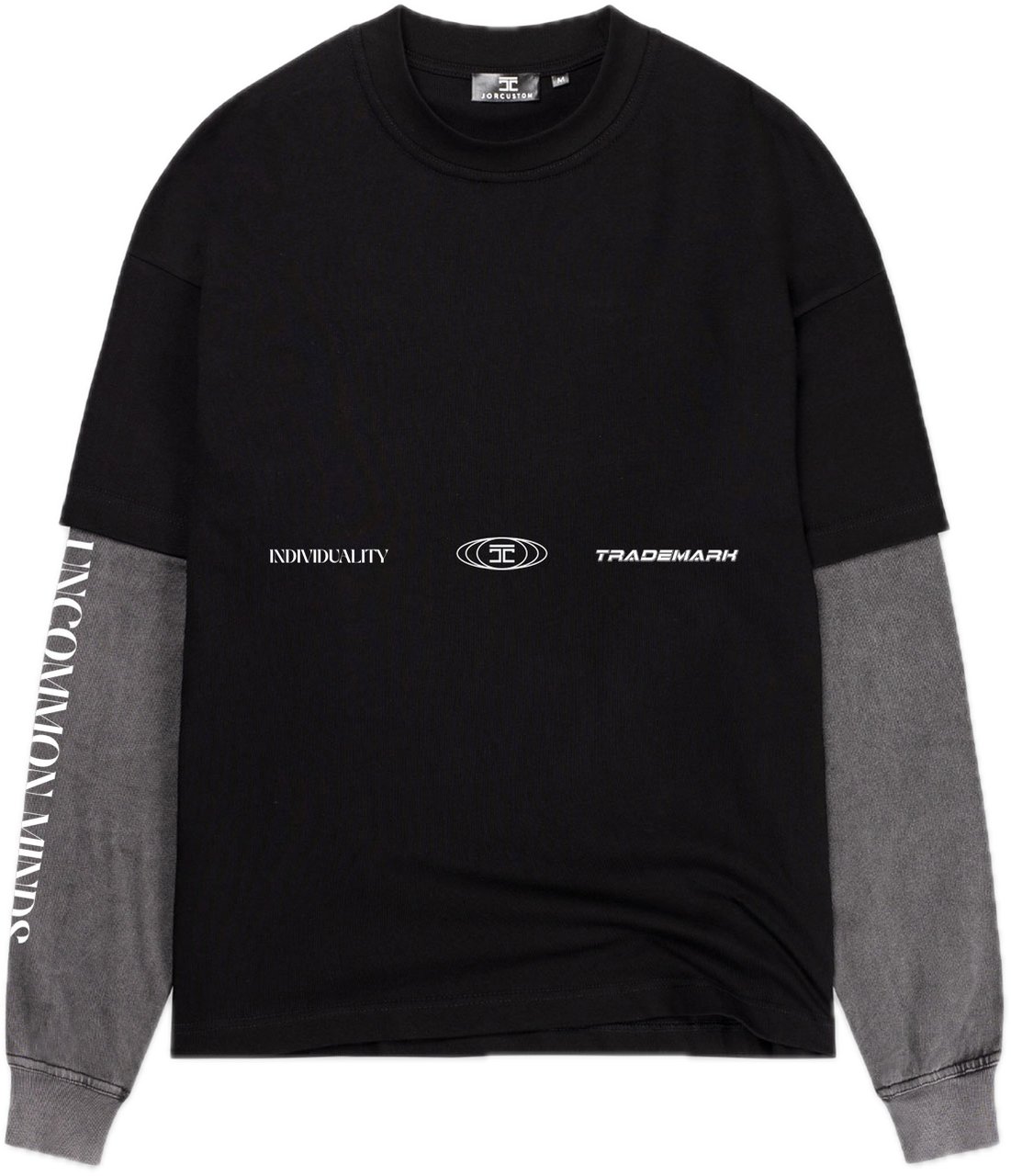 JORCUSTOM Uncommon Double Ls Shirt Black-Acid Zwart