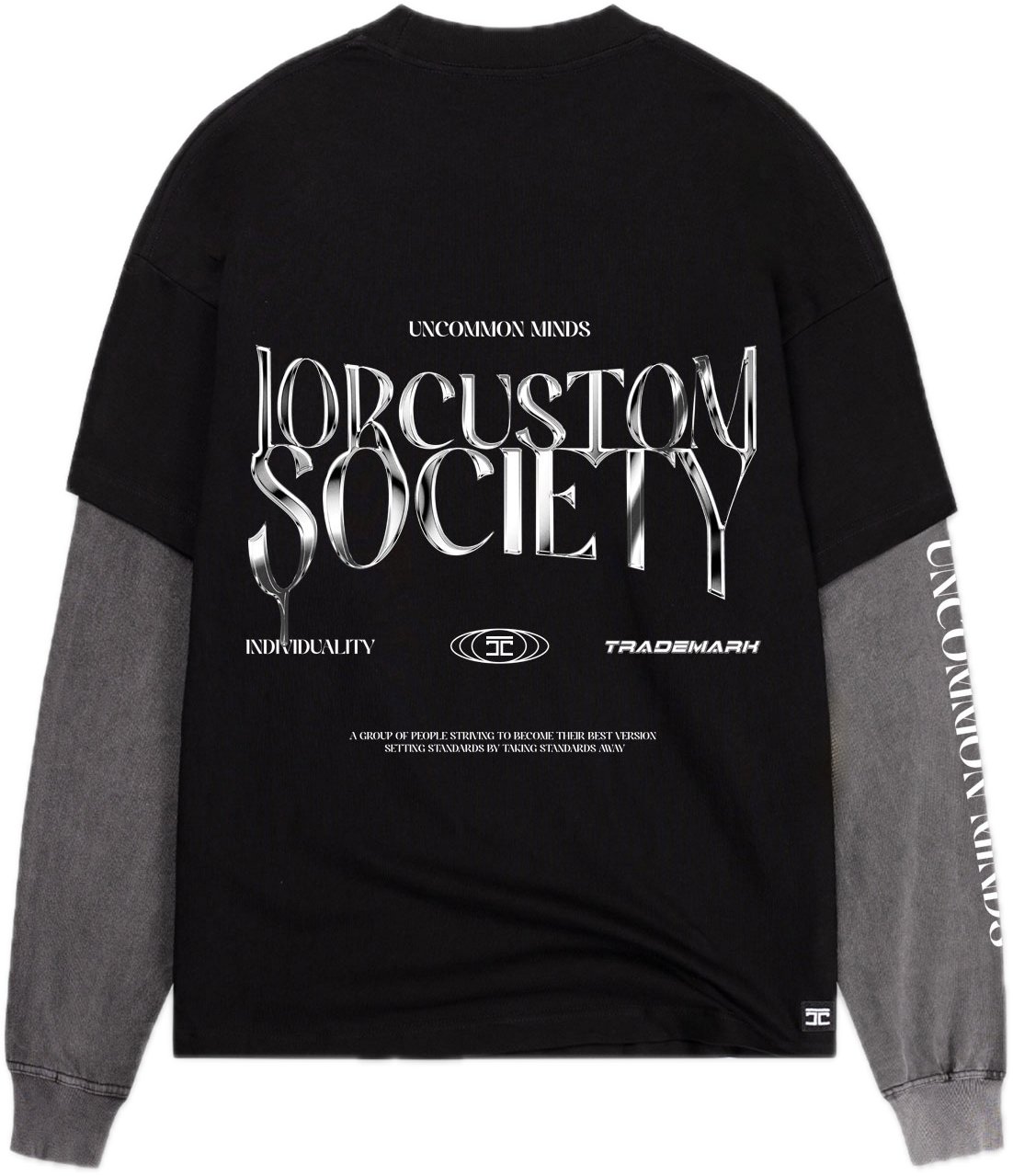 JORCUSTOM Uncommon Double Ls Shirt Black-Acid Zwart