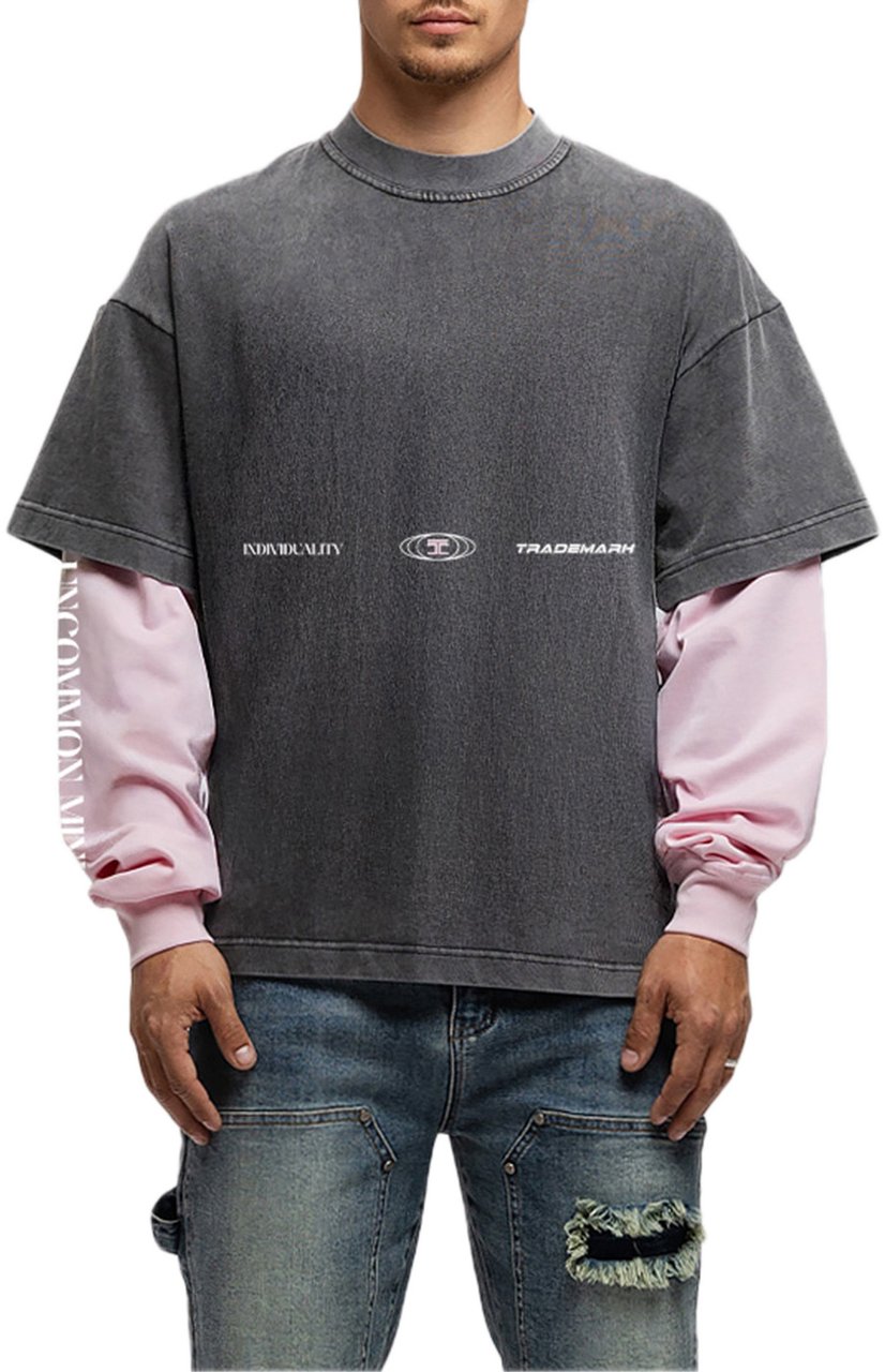 JORCUSTOM Uncommon Double Ls Shirt Acid-Pink Roze