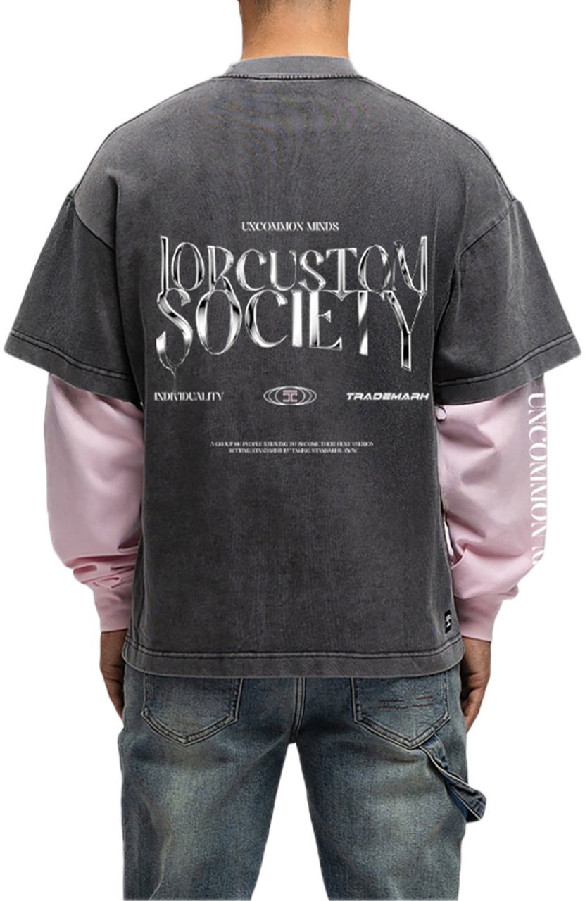 JORCUSTOM Uncommon Double Ls Shirt Acid-Pink Roze