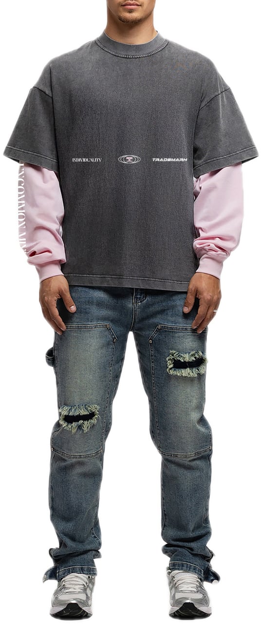 JORCUSTOM Uncommon Double Ls Shirt Acid-Pink Roze
